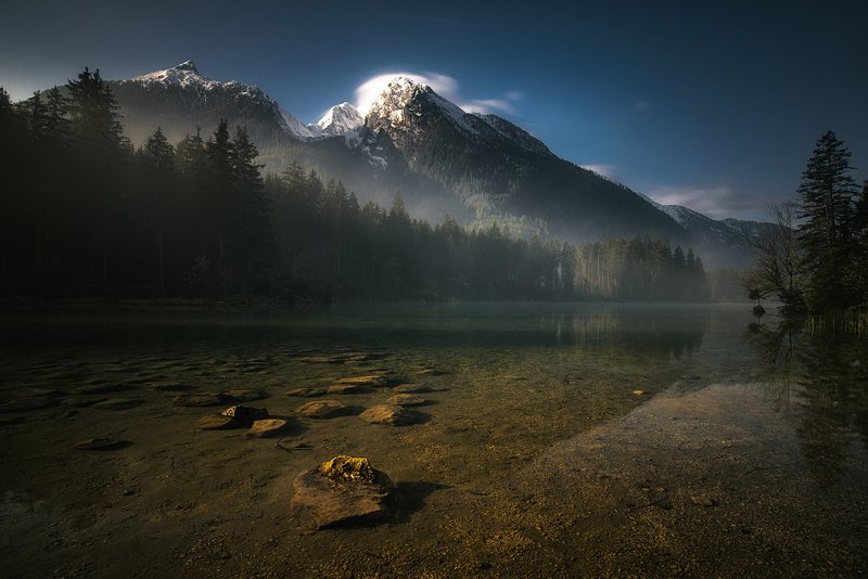 lake,alps,mountains,morning,travel,landscape Hintersee Mood фото превью