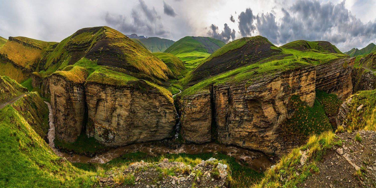 природа, пейзаж, горы, кавказ, природа россии, дикая природа, закат, свет, облака, вечер, весна, панорама, Альберт Беляев