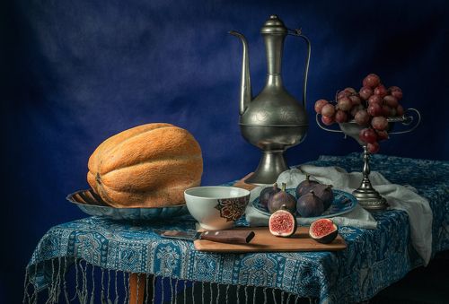 Натюрморт с дыней и инжиром