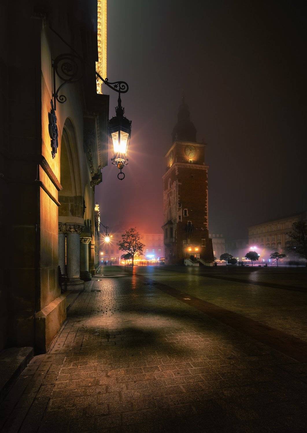 City, cityscape, architecture, colors, street, lights, fog, poland, Ignacio Municio