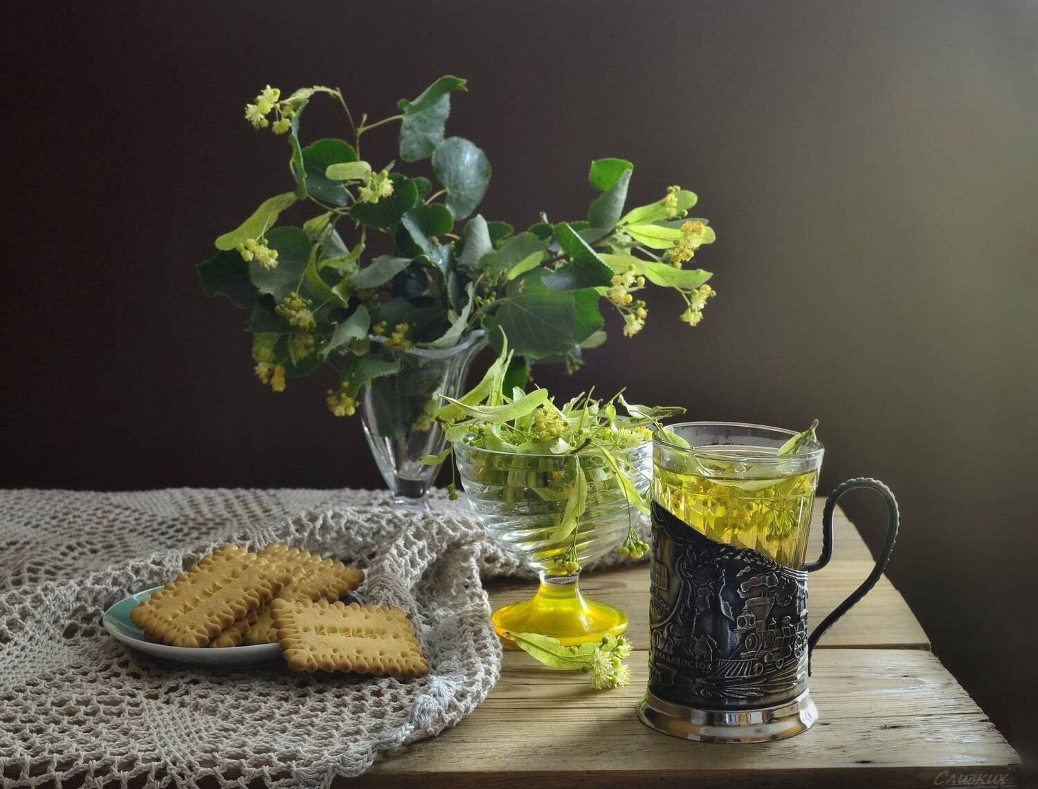 натюрморт,композиция,свет,лето,букет,липа,чай,стакан, Инаида