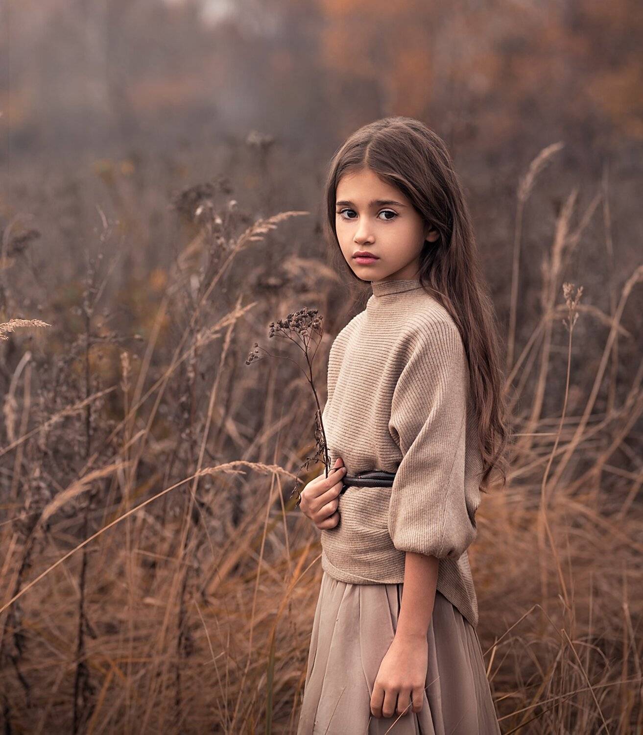 девочка, осень, поле, Александра Аксенова