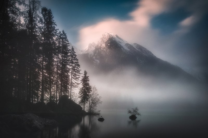 landscape,lake,morning,fog,sunrise,travel,germany,mountains,alps Alpine land фото превью