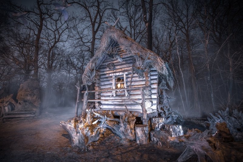forest park house fog night outdoors nature cityscape mood dark winter wideangle longexpo Sleepy Hollow фото превью