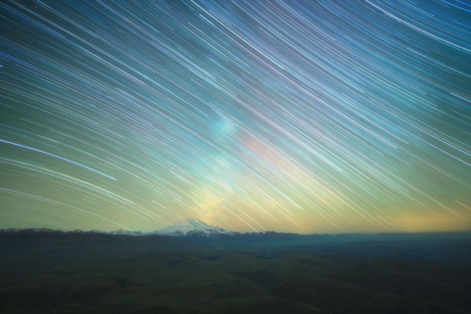 россия, кабардино-балкария, кавказ, природа, пейзаж, горы, плато, канжол, ночь, звезды, галактика, млечный путь, эльбрус, Оборотов Алексей