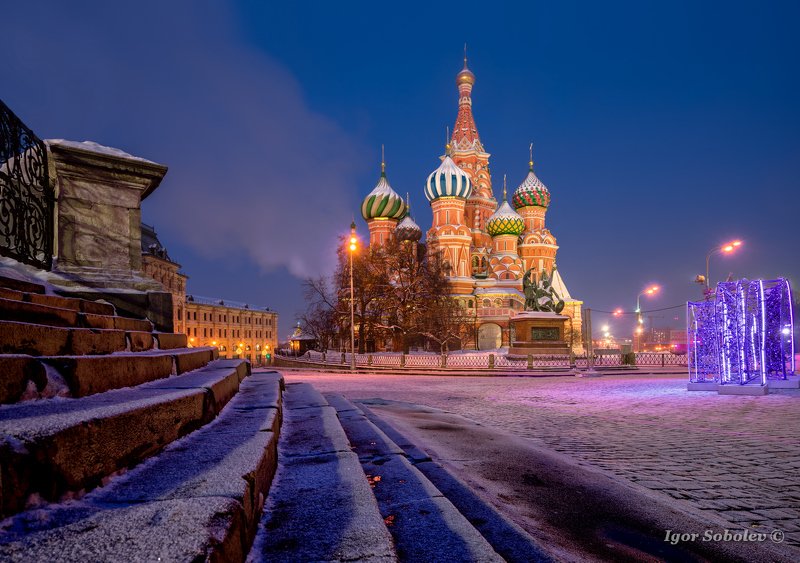 Покровский собор, Москва, Красная площадь, утро, зима, Pokrovsky Cathedral, Moscow, Red Square, morning, winter Покровский собор фото превью