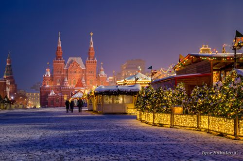 Зимняя ночь на Красной площади