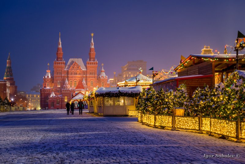 Исторический музей, Москва, Красная площадь, утро, зима, History Museum, Moscow, Red Square, morning, winter Зимняя ночь на Красной площади фото превью