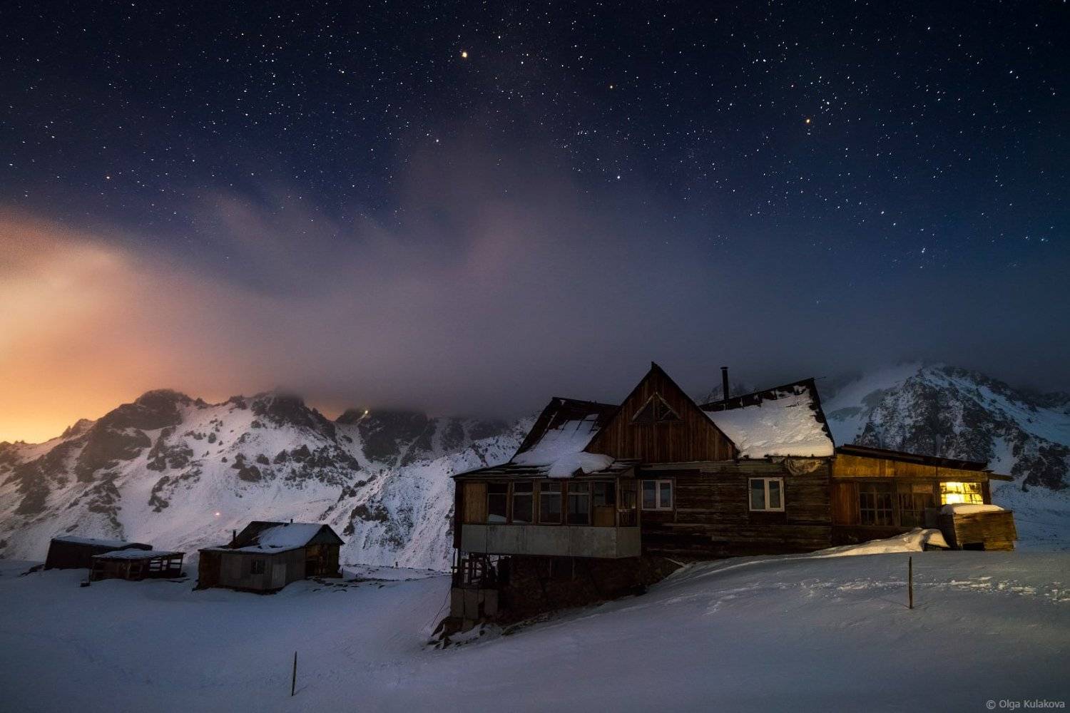 ночь, зима, горы, туюк-су, т-1, ледник, тянь-шань, Ольга Кулакова