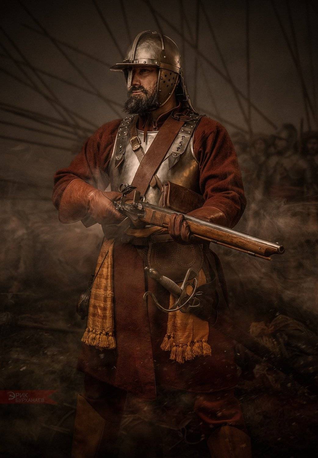 воин, рейтар, 17век, битва, Бурханаев Эрик