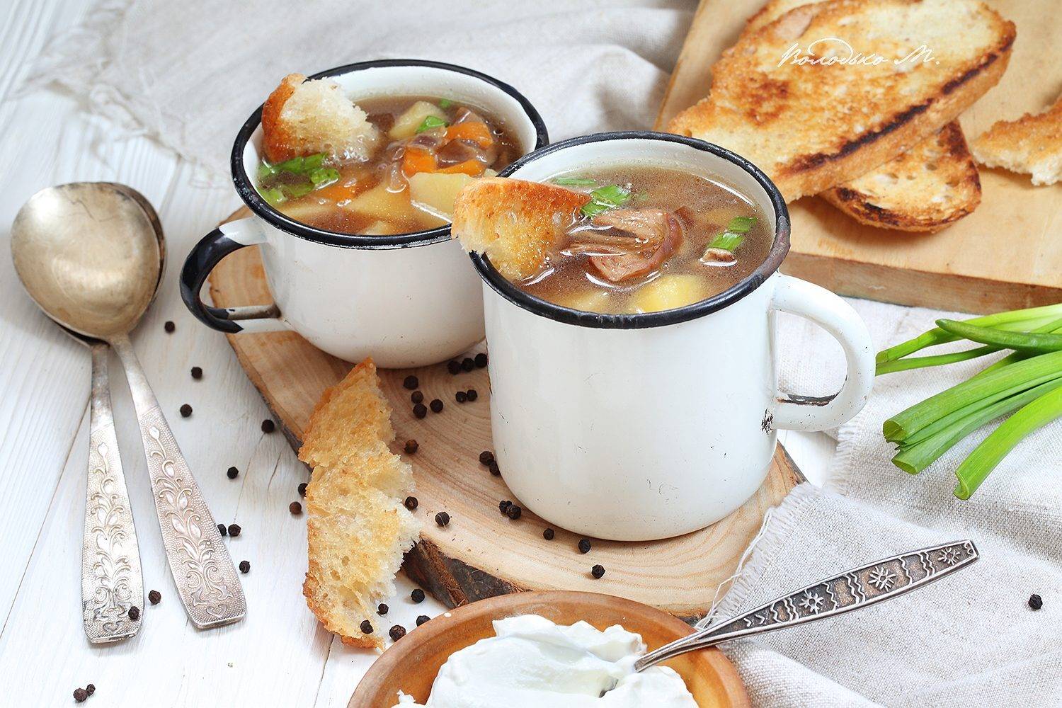 суп,грибы,сметана,лук, Марина Володько