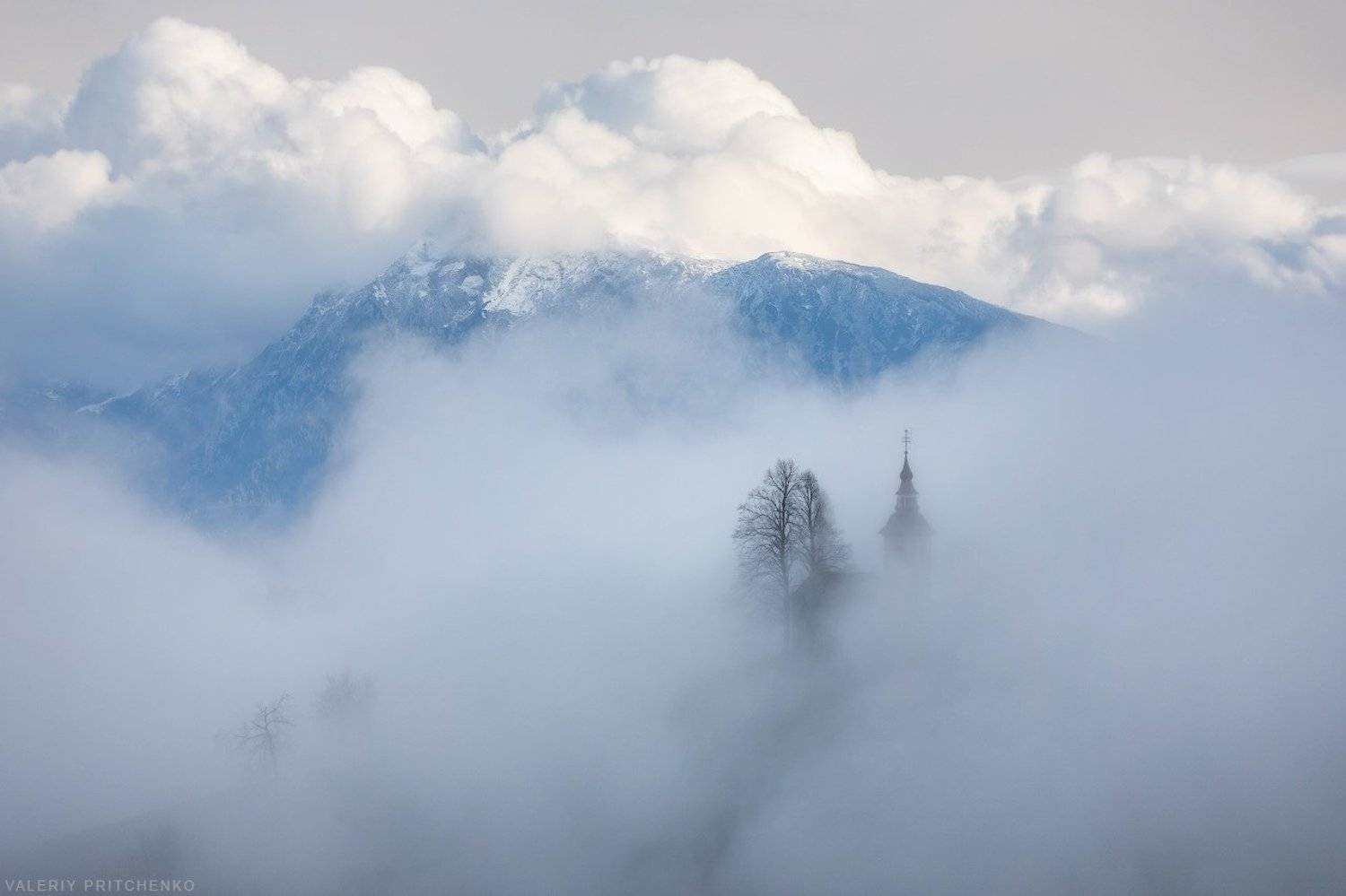 slovenia, landscape, nature, church, природа, словения, пейзаж, церковь, туман, горы, Валерий Притченко