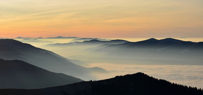 горы, карпаты, туман, облака, дымка,  фото превью