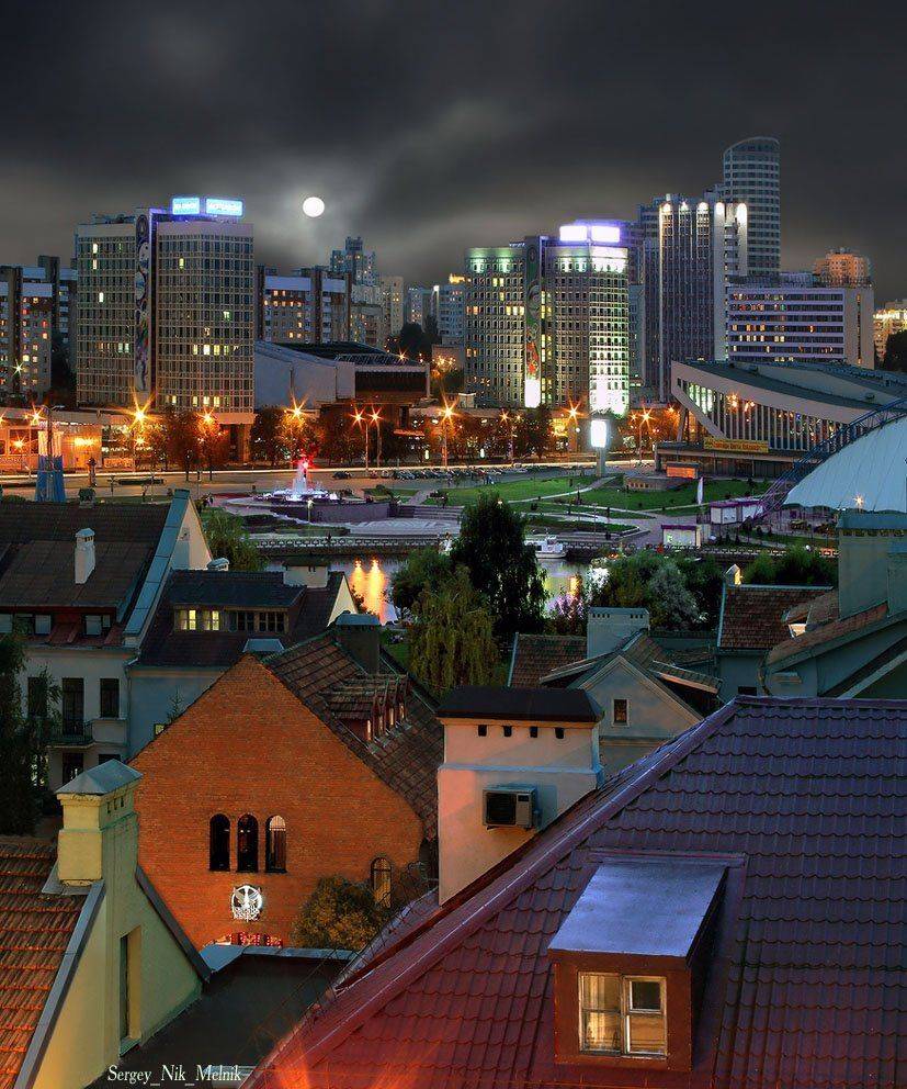 город, минск, беларусь, вечер, ночь, луна,, Melnik-oy Serg-N-