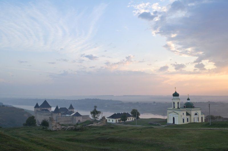 хотинська фортеця, хотинський національний природний парк, дністер, днестр, утро, рассвет Хотинскька фортеця фото превью