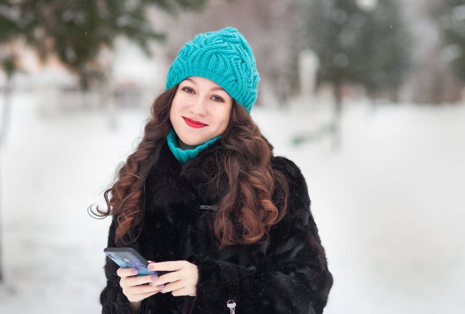 девушка, телефон, зима, радость, эмоция, Андрей Козлов