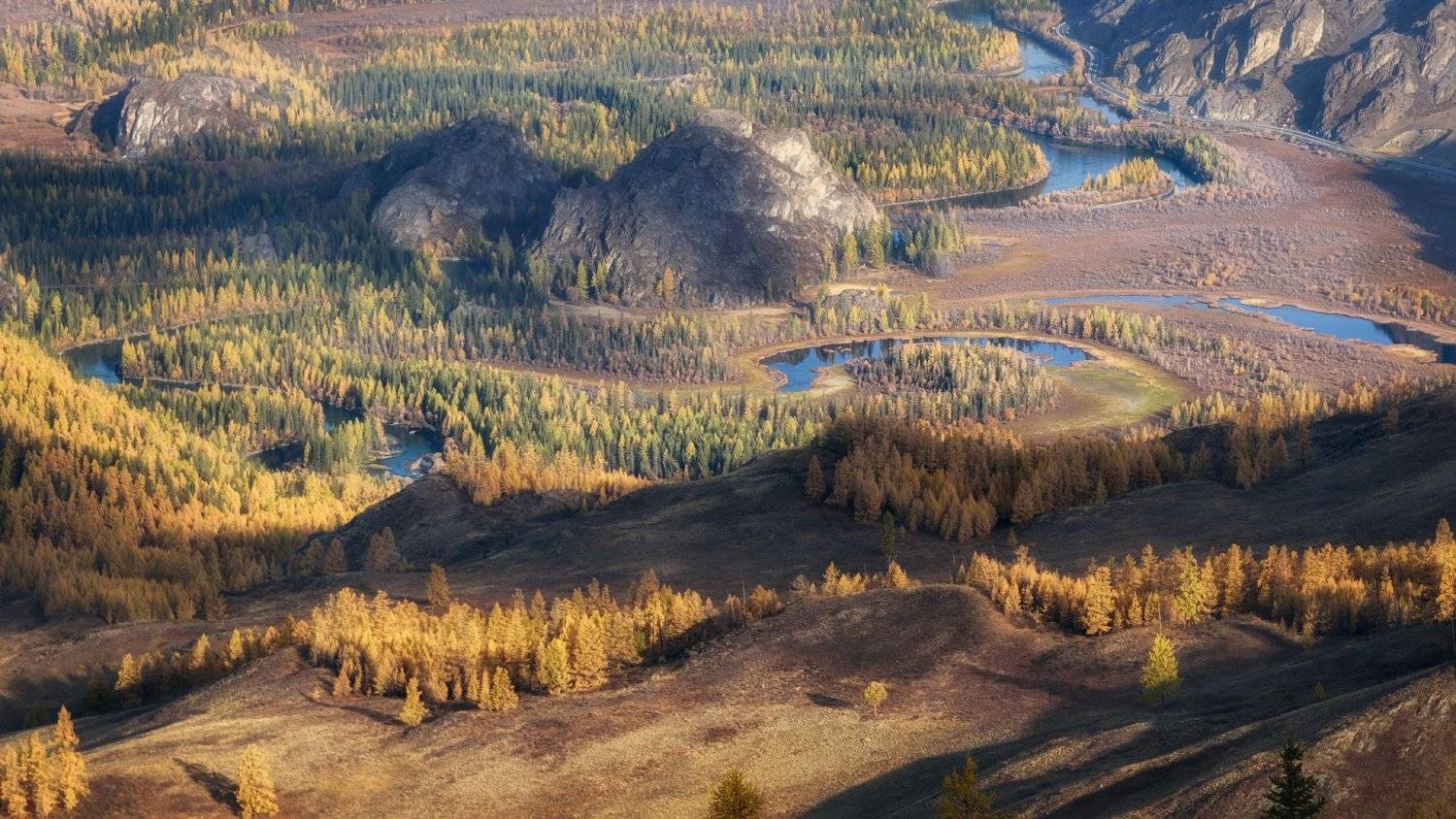 алтай, горный алтай, сентябрь, горы, курайская котловина, курай, чуя, река, тайга, лес, склоны гор, горная долина, улаганский район, лиственница, светлохвойная тайга, таежный лес, Алена Рубан