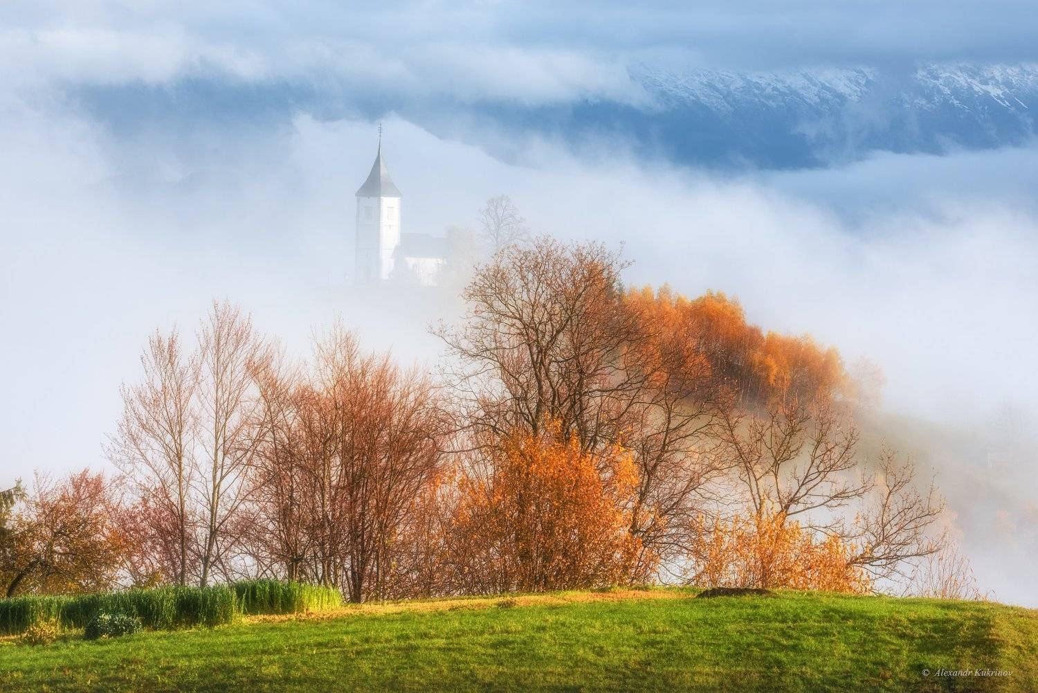 словения, осень, туман, пейзаж, утро, Александр Кукринов
