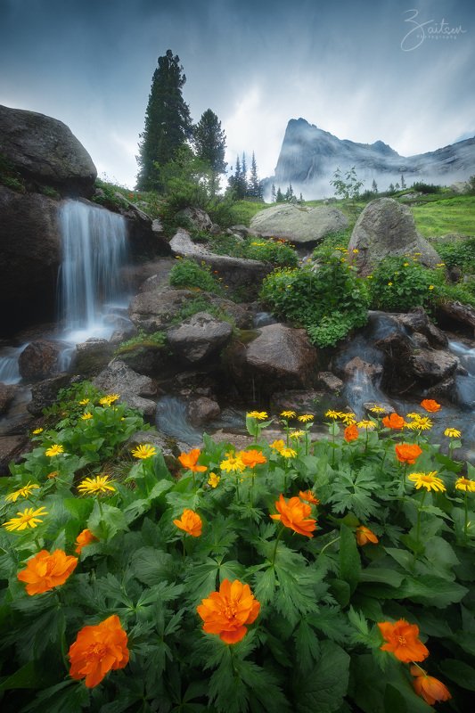 панорама, пейзажи, горы, цветы, облака, водопад, закат, рассвет, сибирь, ергаки, mountains, landscape, sky, sunrise, nature, waterfall, sunset, flowers, siberia, nikon, clouds, sky Пейзажи природного парка Ергаки фото превью