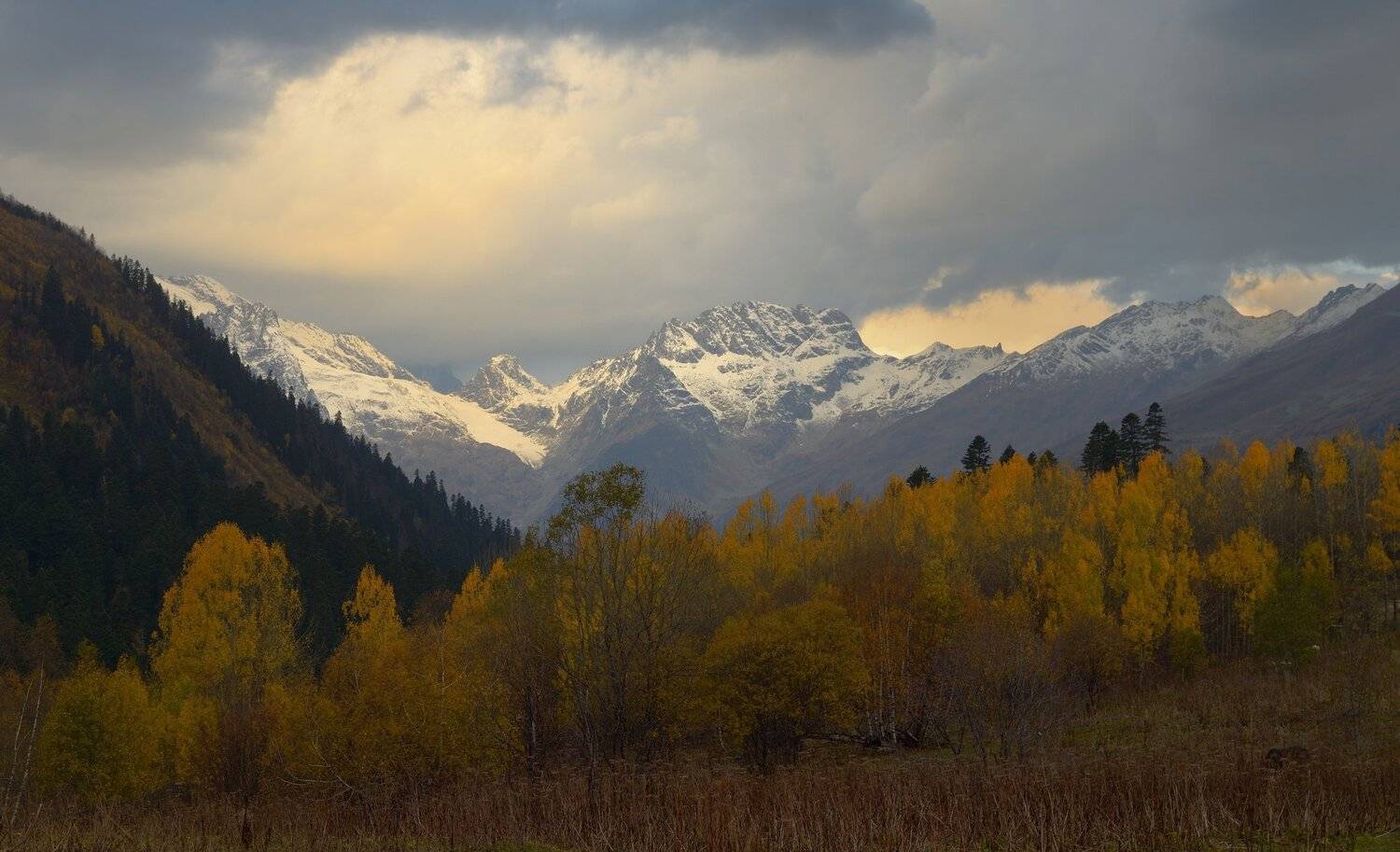горы кавказ осень рассвет домбай, Александр Жарников