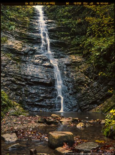 Waterfall in the Carpathian mountains, Ukraine, Fuji Velvia Film