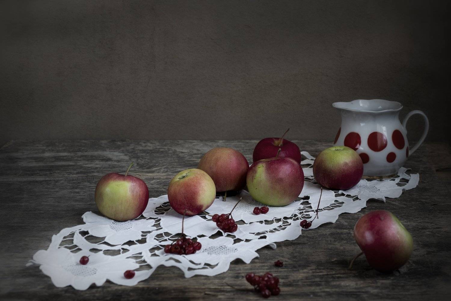 яблоки, скатерть, фрукты, Инна Грицик