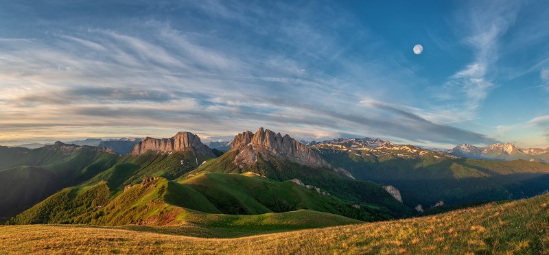 закат, большой тхач, малый тхач, асбестная, горы, пейзаж, рассвет, кавказ, адыгея, ачешбоки Восточный и Западный Ачешбок фото превью