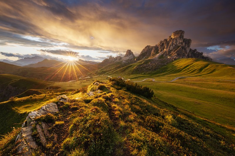 clouds, sky, sunset, mood, rain, sunset, dolomites, alps, dolomiti, italy, italia, mountains, unesco, peaks Mountain Drama фото превью