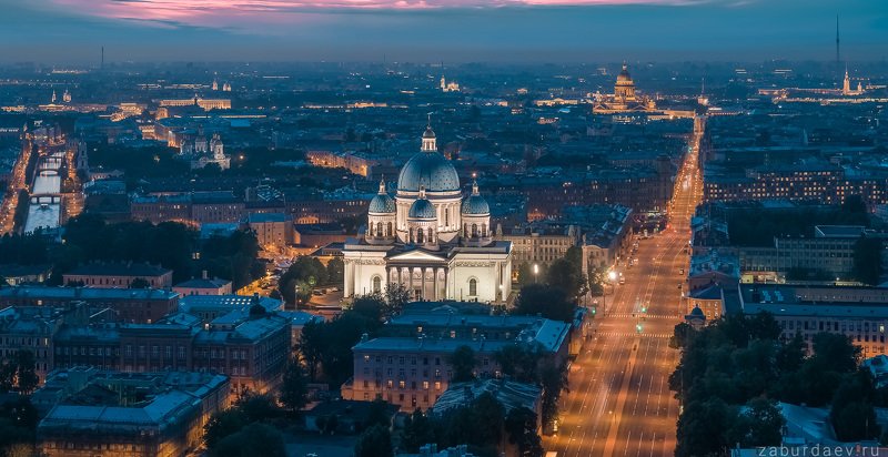 россия, петербург, вечер, лето, закат, дрон, собор, санкт-петербург, город Троицкий собор фото превью