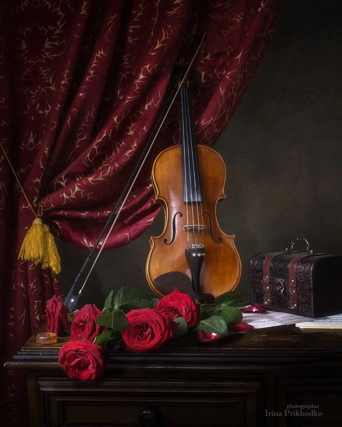 натюрморт, винтажный, художественное фото, скрипка, букет, Ирина Приходько