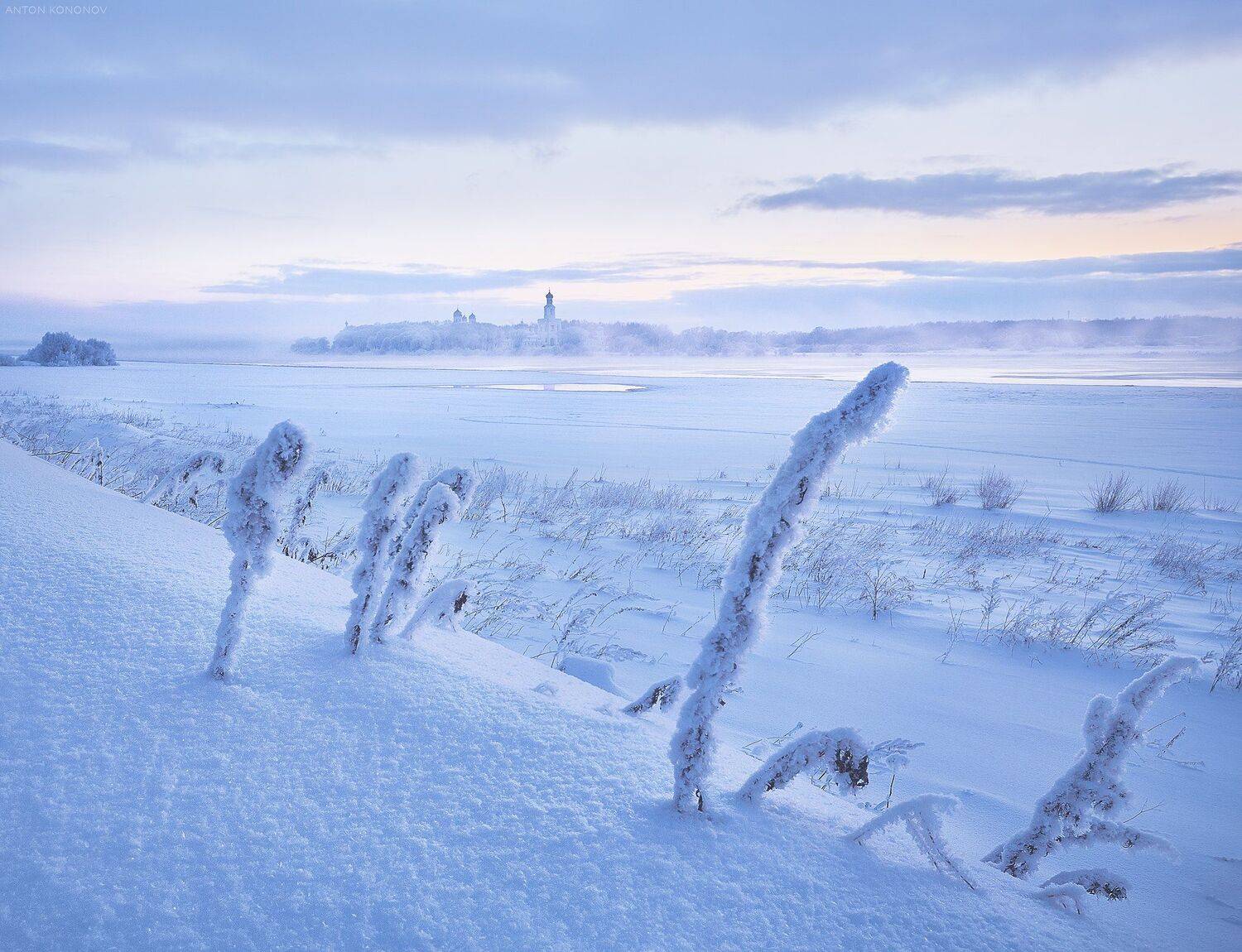 Юрьев Монастырь, зима, снег, туман, Антон Кононов