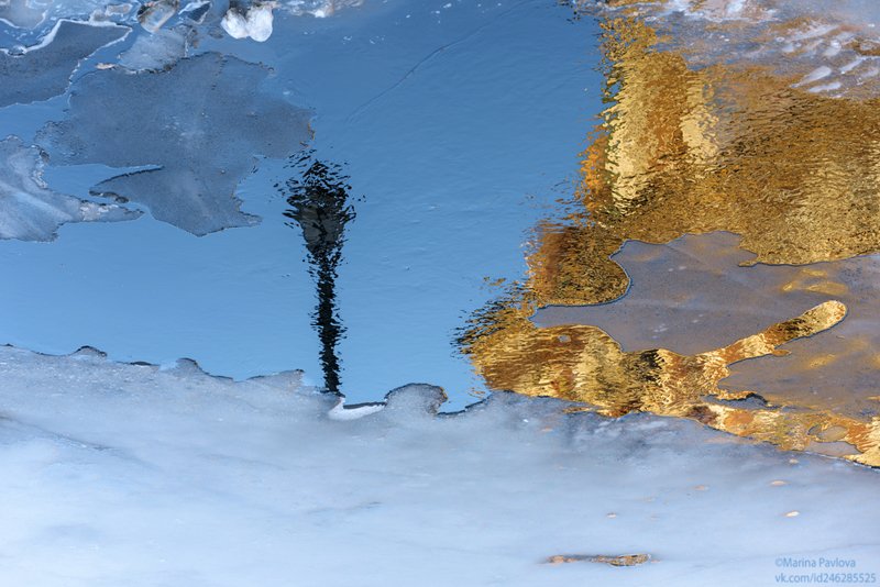 город, санкт-петербург, река мойка,театральный мост, зима,отражения, парейдолия,концептуальное Противостояние...Зима и весна. фото превью