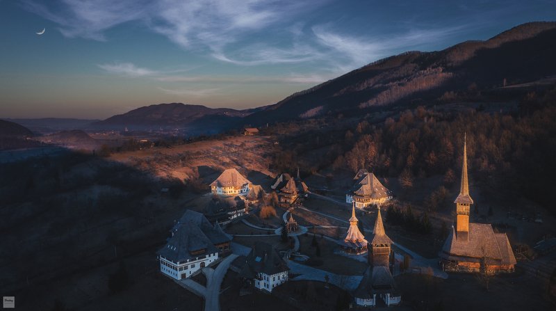 romania, aerial, monastery Bârsana Monastery фото превью