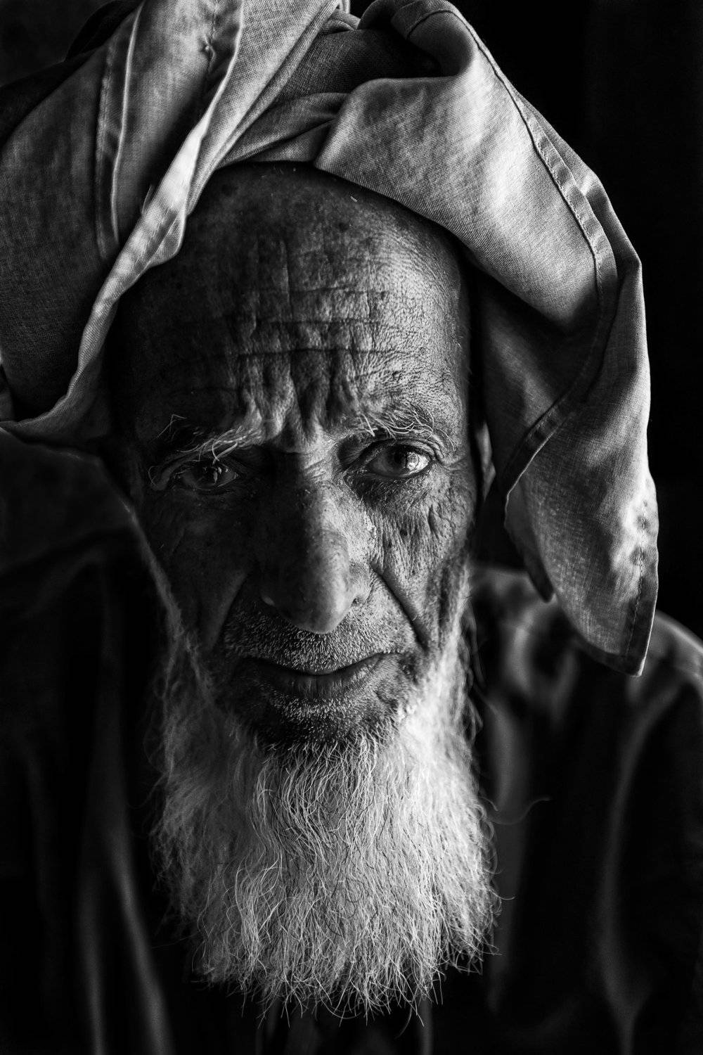 black and white,Old man, hussein