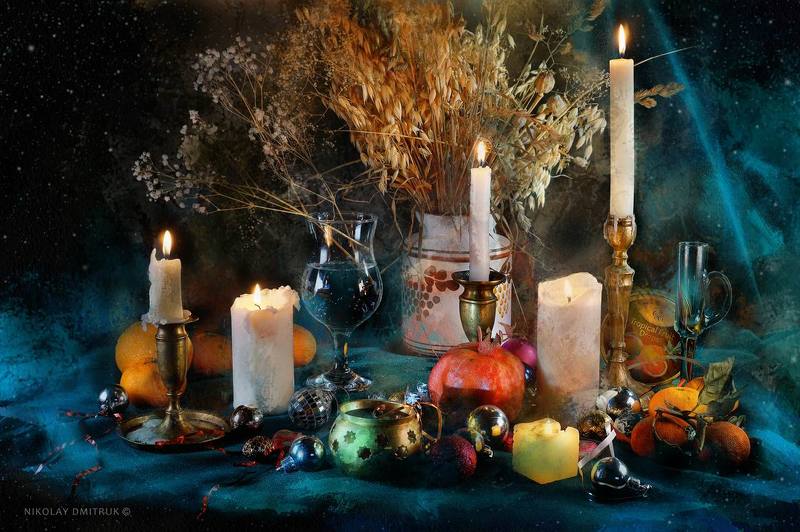 натюрморт свечи. новогодний 2019 фото превью