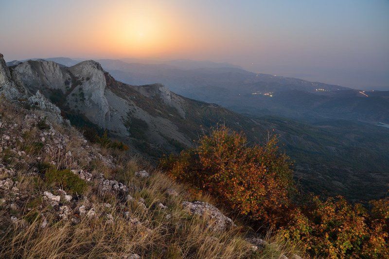 крым, утро, восход, солнце, море, горы Начало осени в Крыму фото превью
