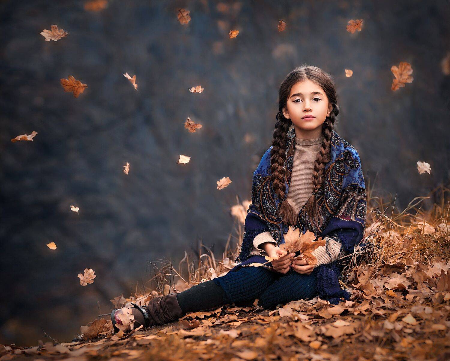 девочка, осень, листья, Александра Аксенова