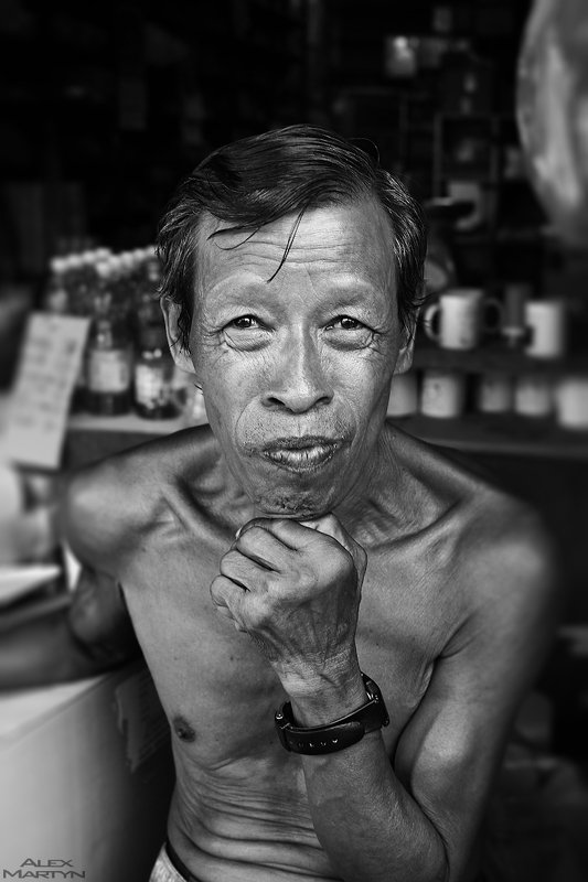 портрет, мужчина, таец, тайланд, пхукет, город, улица, морщины, Таец фото превью