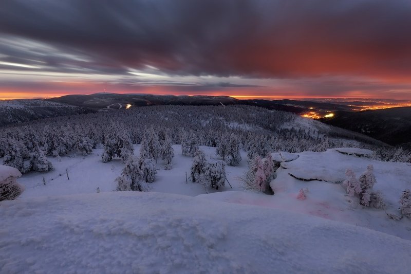 landscape, tree, sunrise, panorama, mountains View from Vozka фото превью