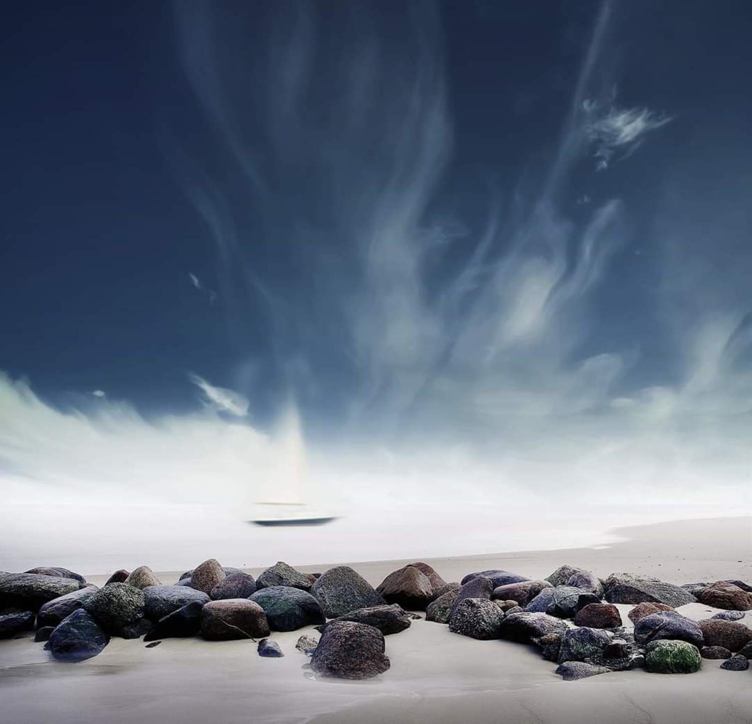 sky, rocks, water, boat, sea, beach, Mindaugas Žarys