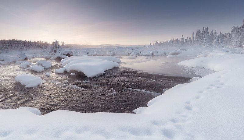 Швеция, зима, Лапландия Зимний рассвет фото превью