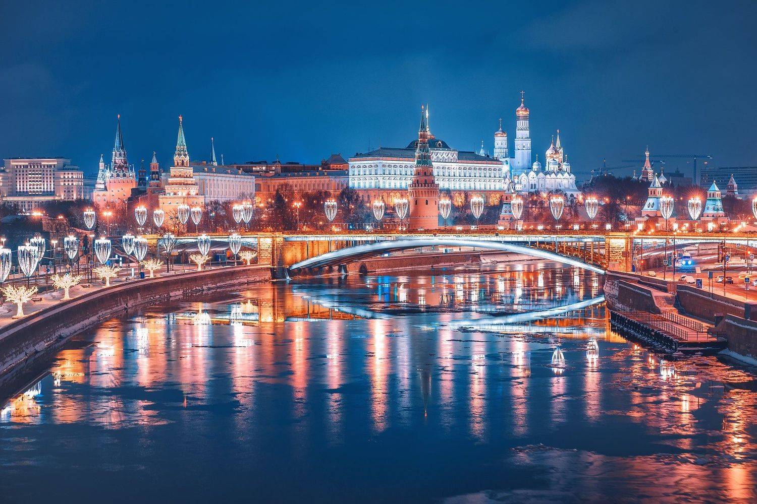 москва, новый год, new year, moscow, decoration, кремль, лед, праздник, снег, snow, отражение, патриарший мост, огни, иллюминация , Анастасия Мазурева