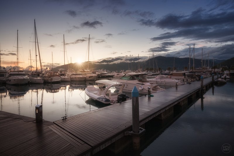 черногория, тиват, закат Porto Montenegro фото превью