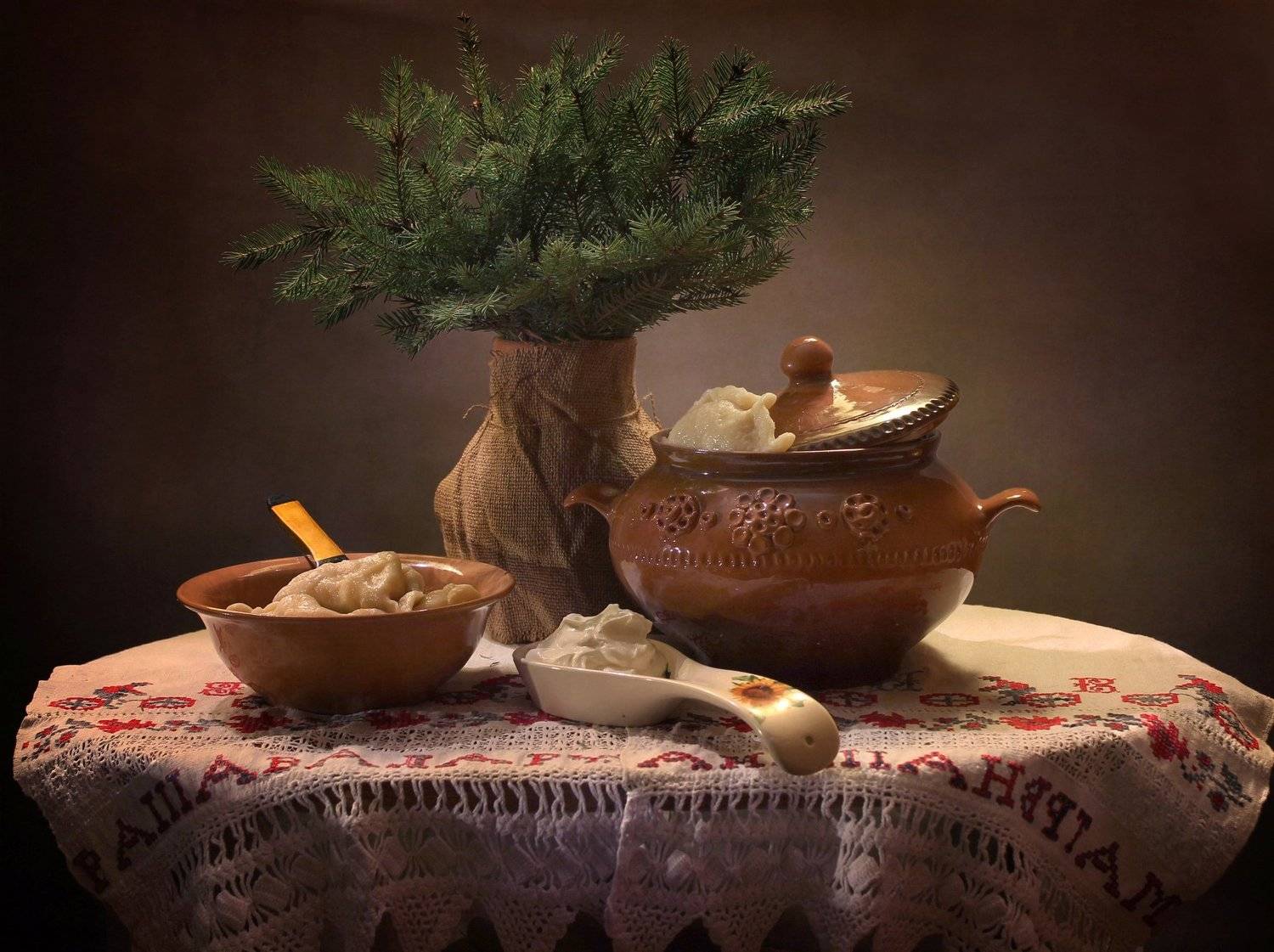натюрморт, зима, новый год, вареники, Ковалева Светлана