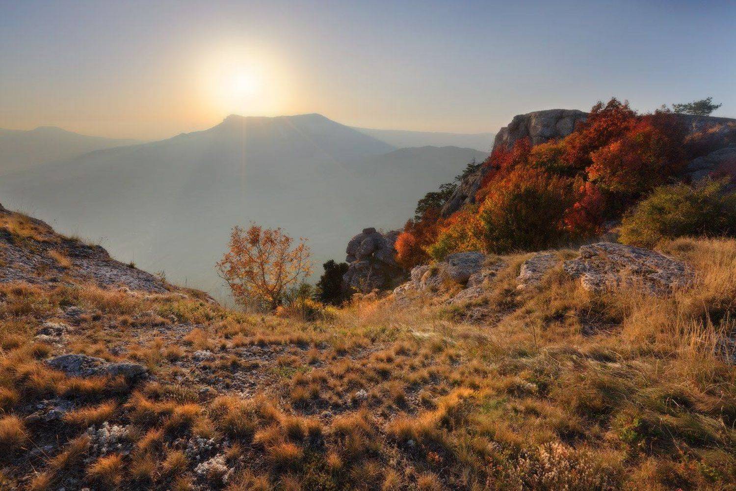 крым, чатырдаг, горы, закат, осень, Михаил Псарёв