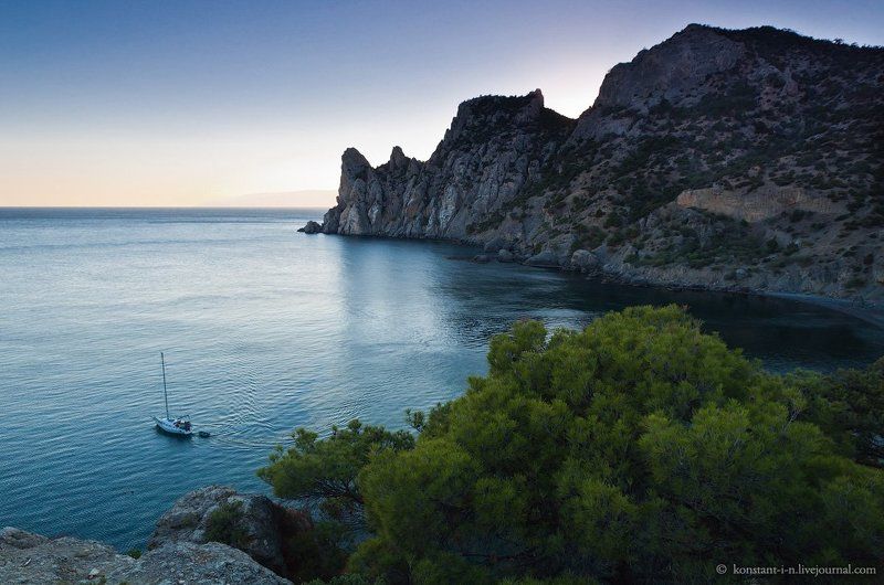 пейзаж, закат, вечер, море, горы, бухта, крым, новый свет Тихий вечер в Голубой бухте фото превью