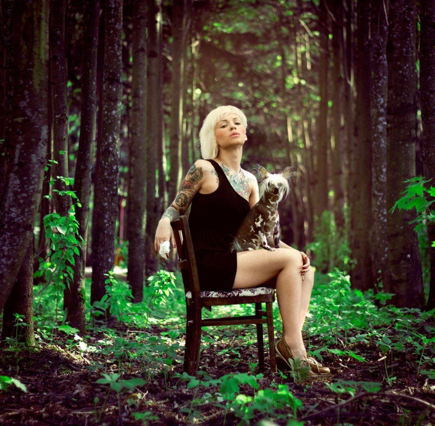 жанровый, портрет, портрет, тату, tattoo, животные, природа, лес, девушка, Юля Май