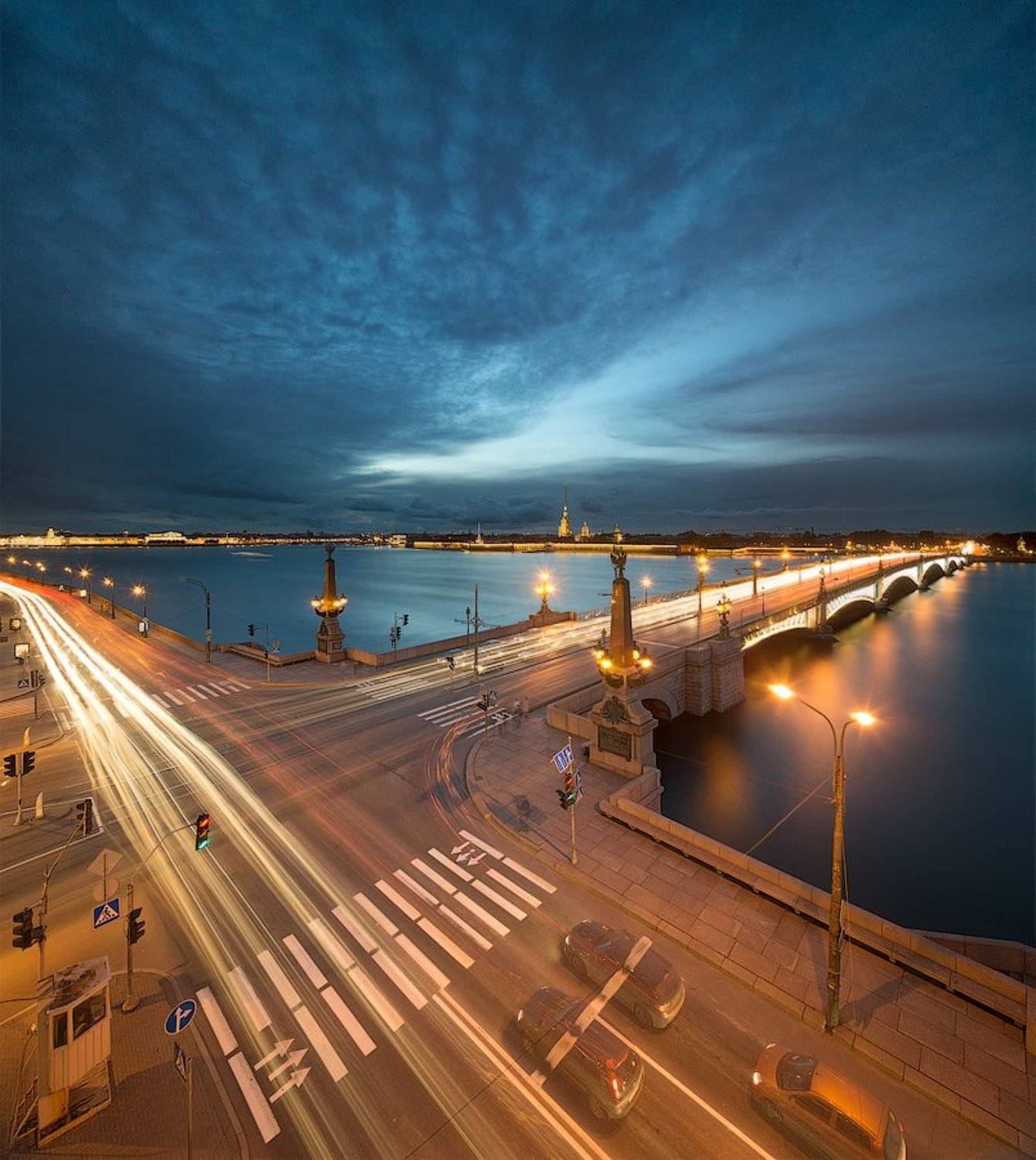 санкт-петербург, вечер, троицкий мост, нева, петропавловская крепость., Сергей Лукс