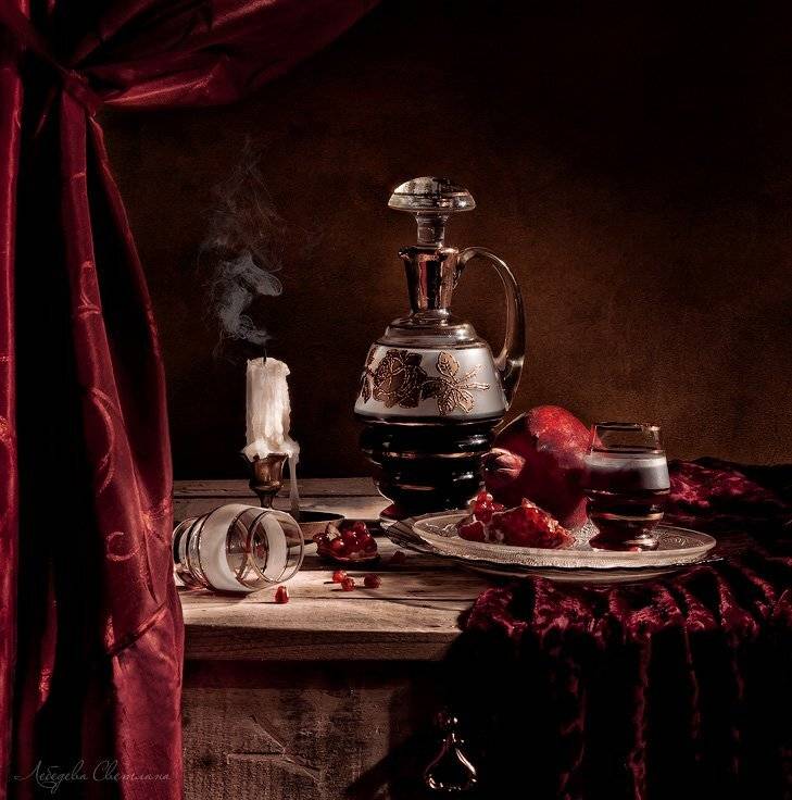 натюрморт,гранат,свеча, Светлана Л.