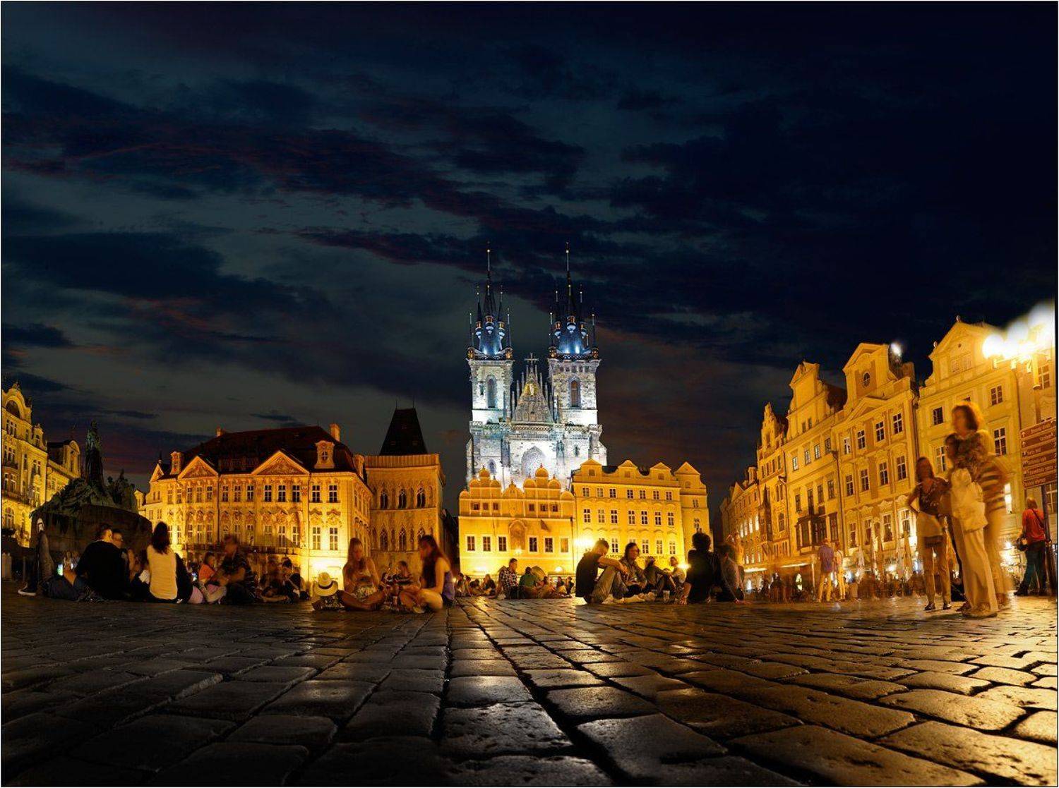 прага, староместская, площадь, вечер, богородица, над, тыном, Boris Bort